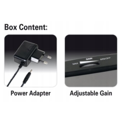 Antena Wewnętrzna TV Pokojowa DVB-T2 DAB Filtr Aktywny Wzmacniacz Regulacja