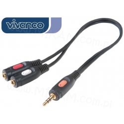 Maly jack 3,5mm Wtyk / 2x Gniazdo Y 0,2m VIVANCO