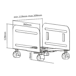 Wózek Uchwyt Kontener na Komputer CPU na kółkach 10kg Czarny