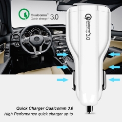 Ładowarka Samochodowa 2x USB Quick Charge 6A QC 3.0 biała