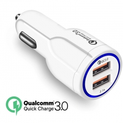 Ładowarka Samochodowa 2x USB Quick Charge 6A QC 3.0 biała