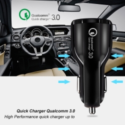 Ładowarka Samochodowa 2xUSB Quick Charge 6A QC 3.0 czarna