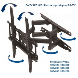 Uchwyt LED LCD 26-55' VESA 400x400 300x300 200x200 WYSIĘGNIK