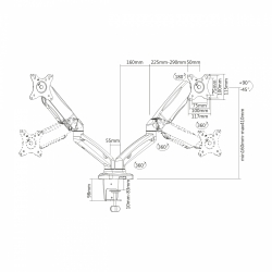 Uchwyt Biurkowy na 2 Monitory Sprężyny Gazowe VESA 75x75 100x100