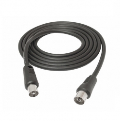 Kabel Antenowy 1,5m Wtyk/Gniazdo TV Czarny Video DVB-T SAT ANT