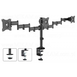 Uchwyt Biurkowy na 3 Monitory LCD LED Podwójne Ramiona 13-27" 8kg VESA 75