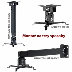 Uchwyt Sufitowy/Ścienny do Projektora Regulowany Czarny