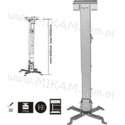 Uchwyt do Projektora Regulowana Wysokość max 650mm Pochylany